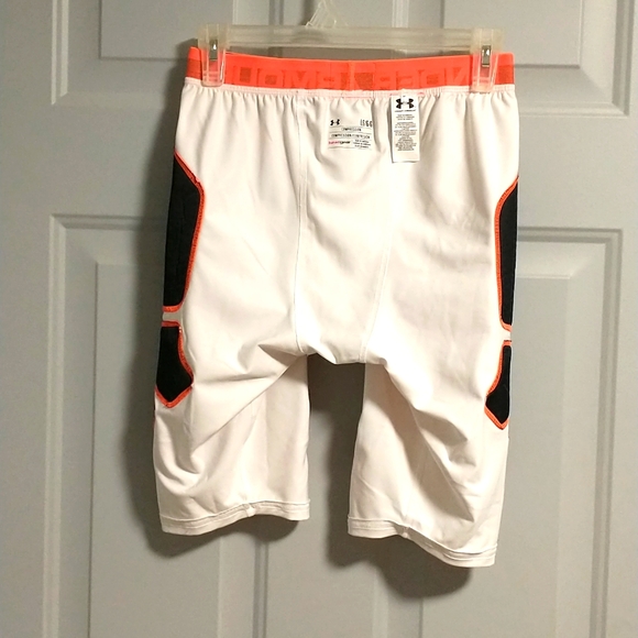 Under Armour Men's UA Break Through Slider Short White/Blaze Orange - Picture 4 of 7